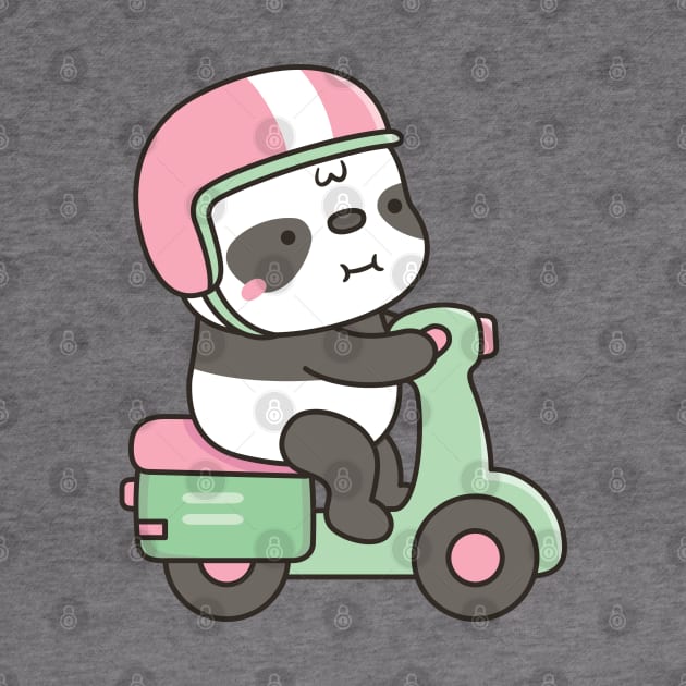 Cute Little Panda Riding Green Scooter by rustydoodle